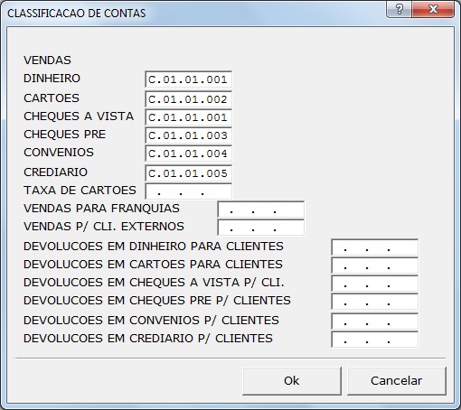 Sistemas Financeiro - Classificacao de Contas