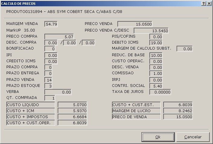 Manutenção de Mercadorias - Cadastro de Listas 4