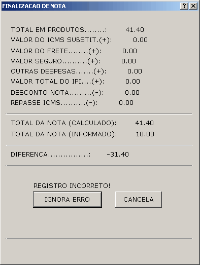 Finalização de Nota