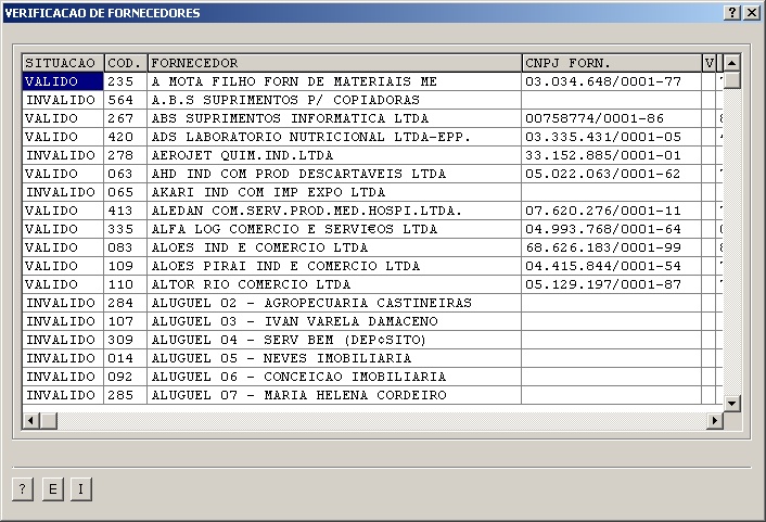 Sistemas Financeiro - Validação de fornecedores 