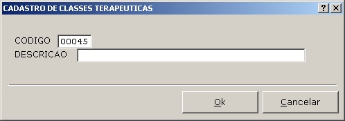 cadastro de classes terapêuticas (insert)