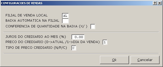 Configuracoes - Configuracoes Vendas