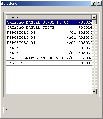 Pedido Individual (Seleção)