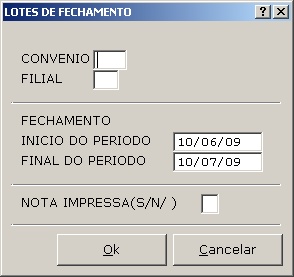 Sistemas Financeiro - Lotes de fechamento
