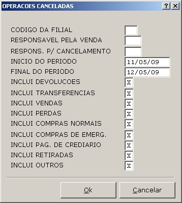 Relatorio - Operacoes Canceladas