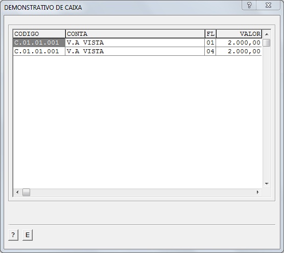 Sistemas Financeiro - Demonstrativo de caixa 2