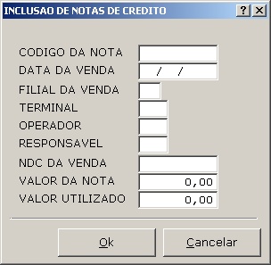 Sistema FInanceiro - Inclusão de Notas de Crédito