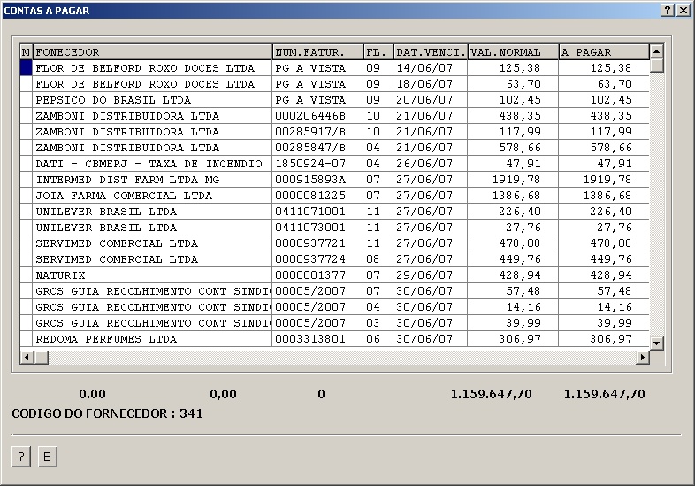 Sistemas Financeiro - Consulta de Contas 1