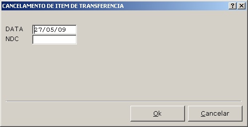 cancelamento de item de transf