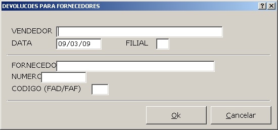 Manutenção de Mercadorias - Devolução FormAlmo