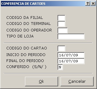 Sistemas Financeiro - Conferência de cartoes