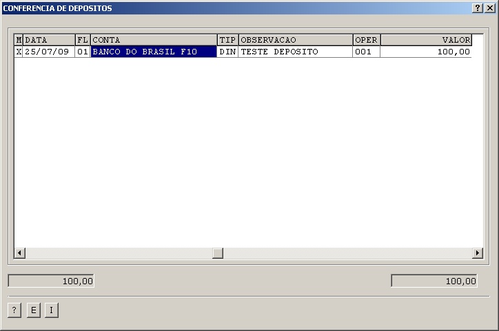 Sistemas Financeiro - Conferência de depósito