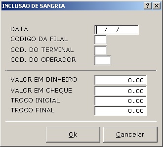 Sistemas Financeiro - Inclusão de Sangria