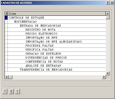 Cadastros Gerais - Cadastro de acessos