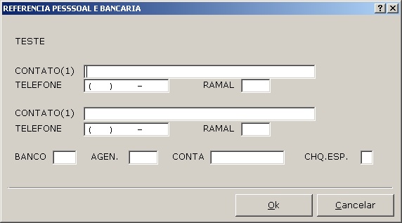 Referencia pessoal e bancária