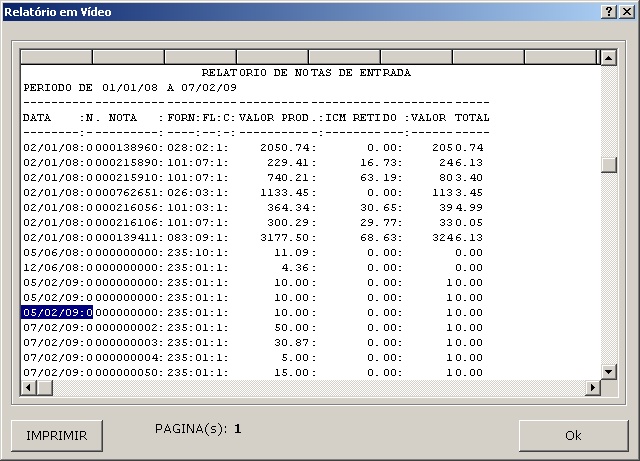 Relatório Simples (Conferência de Notas Fiscais)