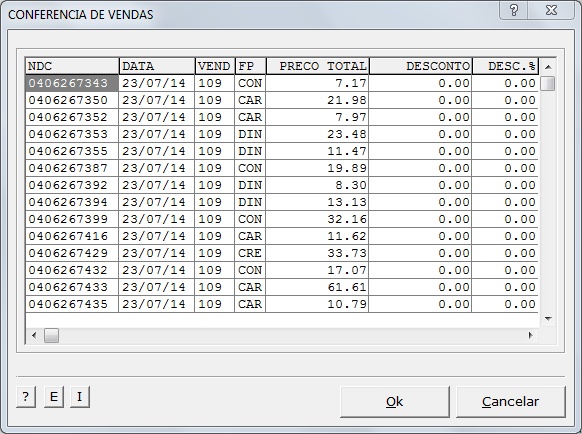 Sistemas Financeiro - Conferência de Vendas