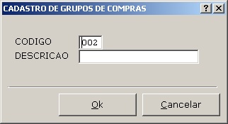 Cadastro de grupo de compras (insert)