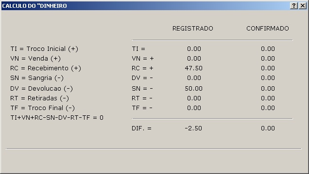 Sistemas Financeiro - Cálculo do dinheiro