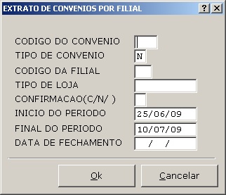 Sistemas Financeiro - Extrato de convênio por filial