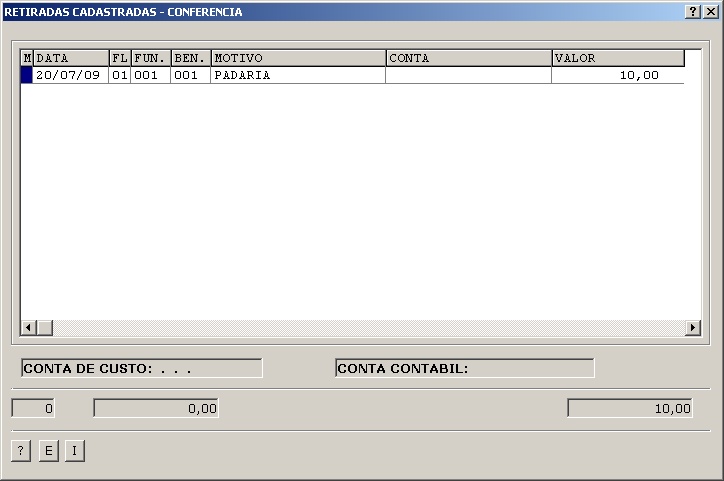 Sistemas Financeiro - Retiradas Cadastradas - Conerência