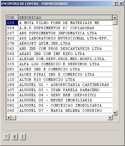 Sistemas Financeiro - Encontro de Contas