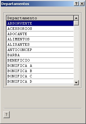 Seleção de Departamento