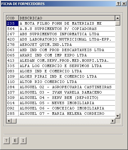 Sistemas Financeiro - Ficha de Fornecedor