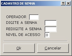 Cadastros Gerais - Cadastro de senhas