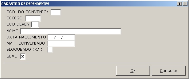 Cadastro de dependentes
