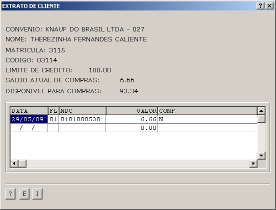 Extrato de cliente (cad. clientes)