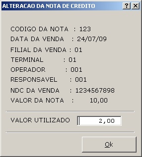 Sistemas Financeiro - Alteração de Nota de Crédito