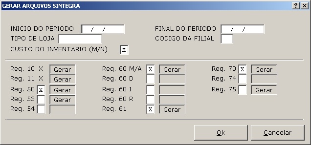 Sistema Financeiro - Gerar arquivo do sintegra