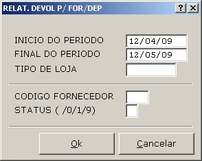 Relatorio - Devolucao forn depos