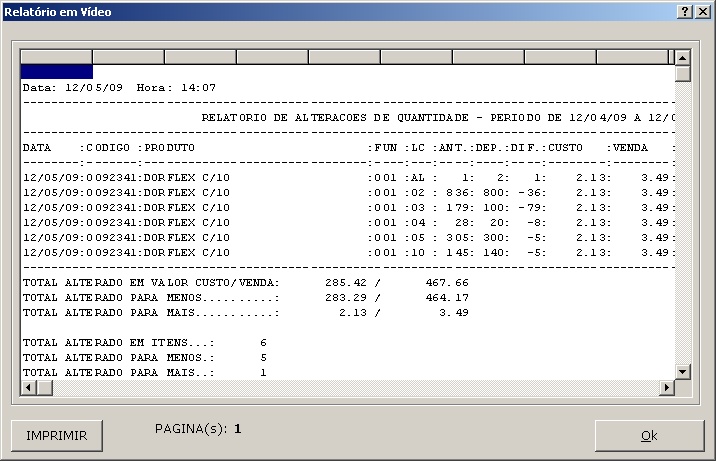 Relatorio - Alteracoes de quantidade 2