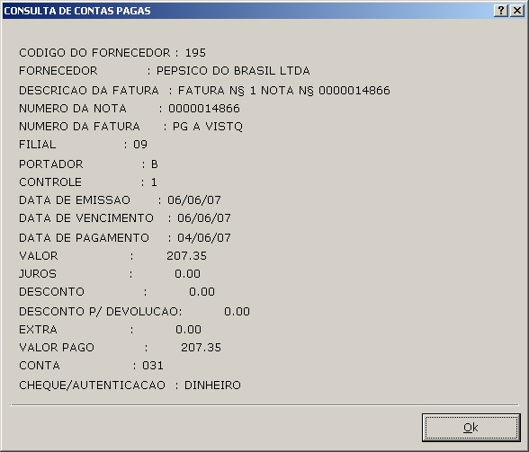 Sistemas Financeiro - Contas Pagas 5