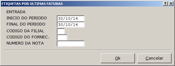 Geracao de etiquerta - Ultimas Faturas