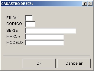 Cadastros Gerais - Cadastro de ECFs (insert)