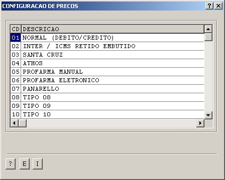 Configuracoes - Configuracoes Precos