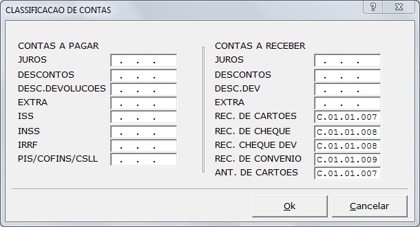 Sistemas Financeiro - Classificação de Contas