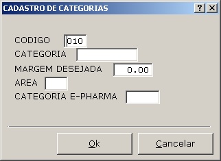 Cadastro de categorias (insert)