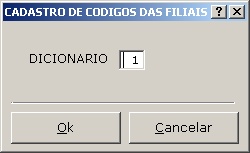 Cadastros Gerais - Cadastro de codigos das filiais 