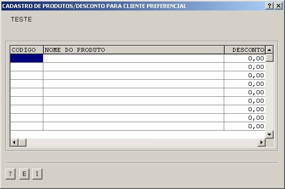 Cad. pordutos e descontos para cliente preferencial