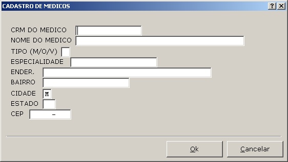 Cadastros Gerais - Cadastro de medicos (insert)