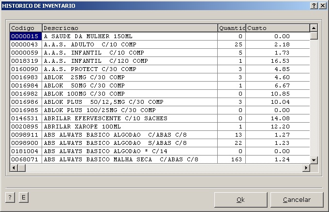 Balanco - Historico de Inventario 2