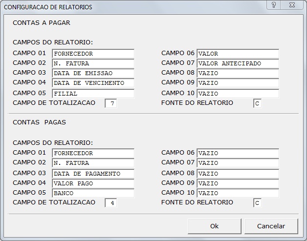 Sistemas Financeiro - Config a Pagar