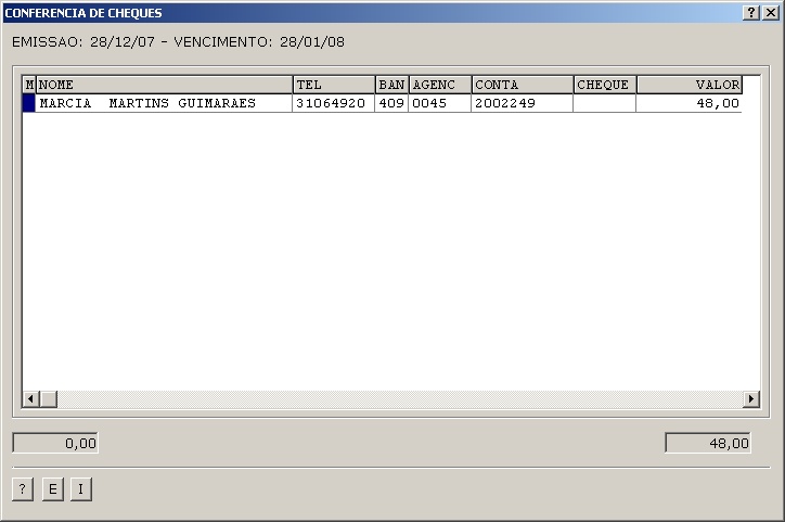 Sistemas Financeiro - Conferência de cheque