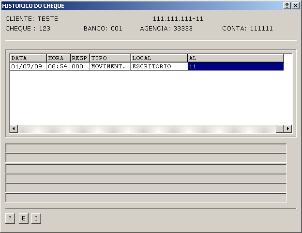 Sistemas Financeiro - Histórico do cheque