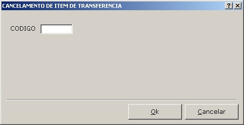 cancelamento de item de transf (codigo)